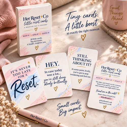 The Original Reset little cards and tuck box in a blush and cream setting